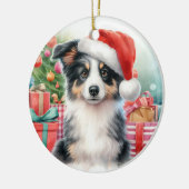 Trikolore Border Collie Puppy Christmas Keramik Ornament (Links)