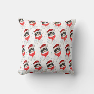 Trikolore Cat Christmas Wasserfarbe mit Scarf Kissen