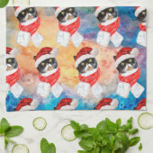Trikolore Cat Funny Christmas Holidays Geschirrtuch (Gefaltet)