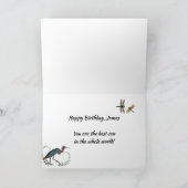 Trikolore Heron and Dragonflies Birthday Karte (Innenseite)