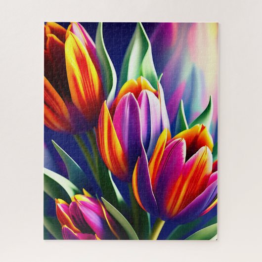 Trikolore Tulip Blooms, Jigsaw Puzzle (Vertikal)