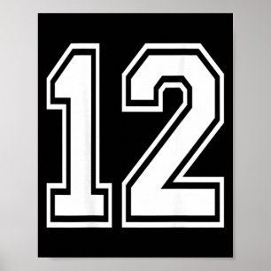 Trikot Nummer 12 Sportler Trikotnummer Rückseite d Poster