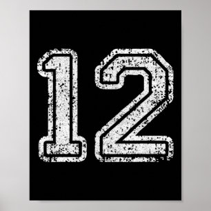Trikotnummer 12 Zwölf Fußballnummer Sportgeschenk Poster