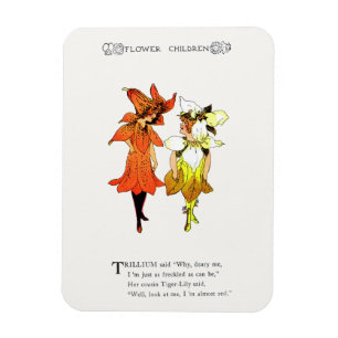 Trillium und Tiger-Lily, Whimsical Blume Buchkunst Magnet