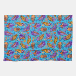 Trilobiten auf hellblauem Hintergrund (Kindermuste Geschirrtuch