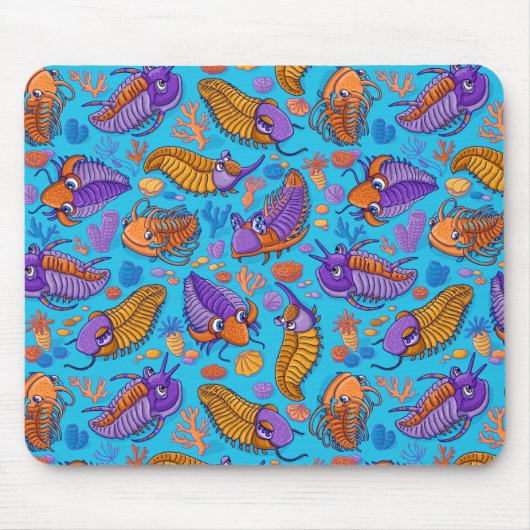 Trilobiten auf hellblauem Hintergrund (Kindermuste Mousepad (Vorne)