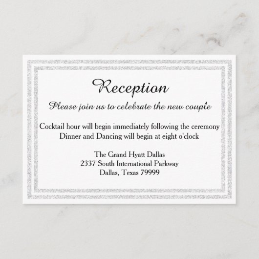 Trim-Empfang-Einstrahlung von White Silver Glitzer Begleitkarte (Vorderseite)