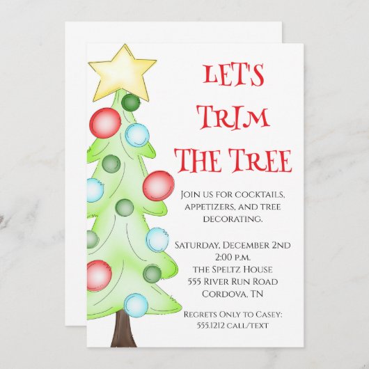 Trim the Tree Christmas Party Einladung (Vorne/Hinten)