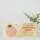 Trim-the-Tree, Red and Gold Weihnachten Party Einladung (Stehend Vorderseite)