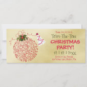 Trim-the-Tree, Red and Gold Weihnachten Party Einladung (Vorderseite)