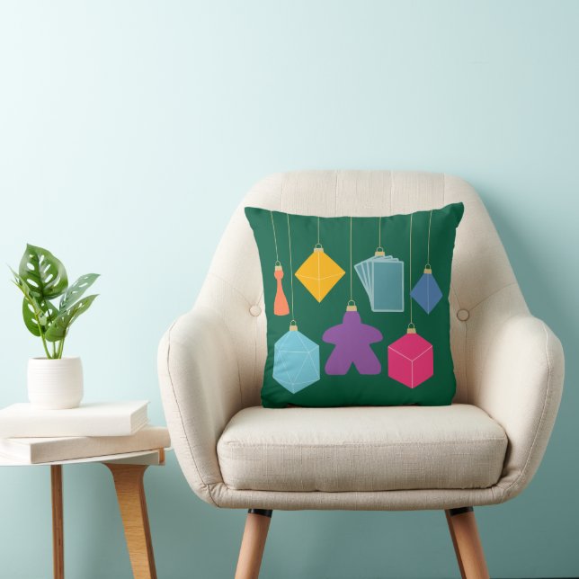Trim the Tree with Board Games Square Throw Pillow Kissen (Stuhl )