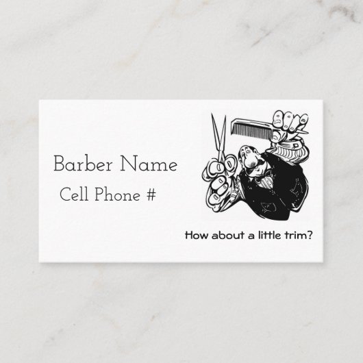 Trimmen Sie mich oben, Friseur Terminkarte (Vorderseite)