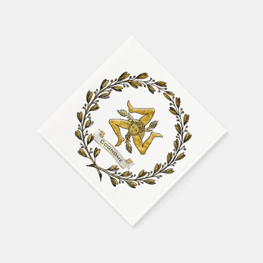 Trinacria Olive Wreath Personalize Serviette (Ecke)