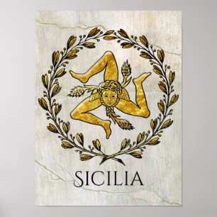 Trinacria Olive Wreath Your Text Poster