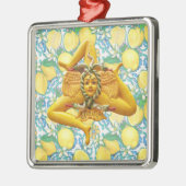 Trinacria Sicilia Sicily Lemon Blue Tile Floral Ornament Aus Metall (Links)