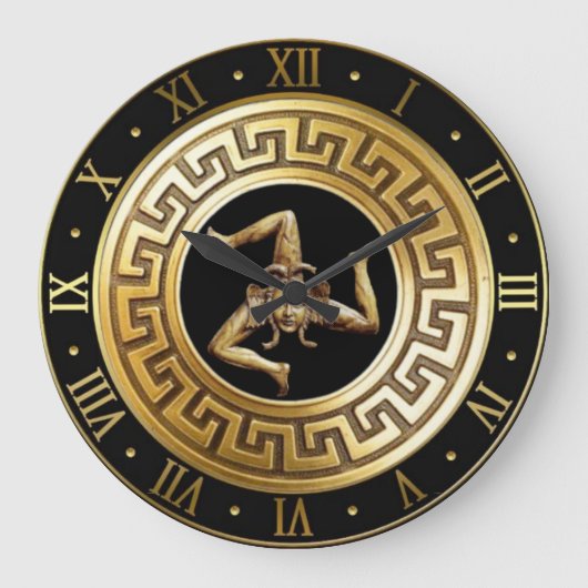 Trinacria Sicilian Medusa Clock Große Wanduhr (Vorderseite)