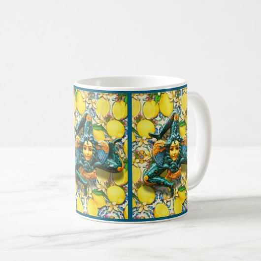 Trinacria Sicily Italy Pride Lemon Tile Medusa Kaffeetasse (VorderseiteRechts)