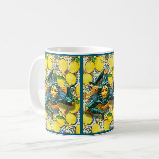 Trinacria Sicily Italy Pride Lemon Tile Medusa Kaffeetasse (Vorderseite Links)