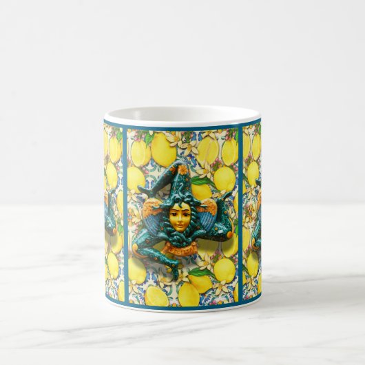 Trinacria Sicily Italy Pride Lemon Tile Medusa Kaffeetasse (Mittel)