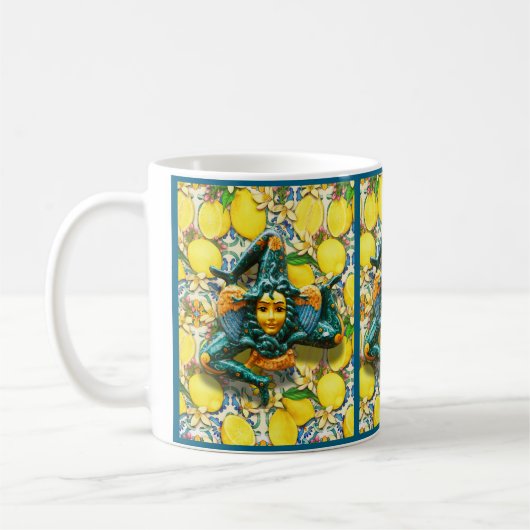 Trinacria Sicily Italy Pride Lemon Tile Medusa Kaffeetasse (Links)