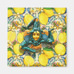 Trinacria Sicily Italy Pride Lemon Tile Medusa Magnet