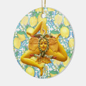 Trinacria Sicily Sicilia Italien Pride Lemon Blue Keramik Ornament (Links)