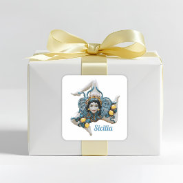 Trinacria von Sizilien -Sizilianische Favour Quadratischer Aufkleber