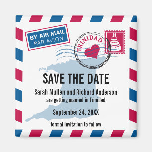 Trinidad Air Mail Wedding Save the Date Magnet