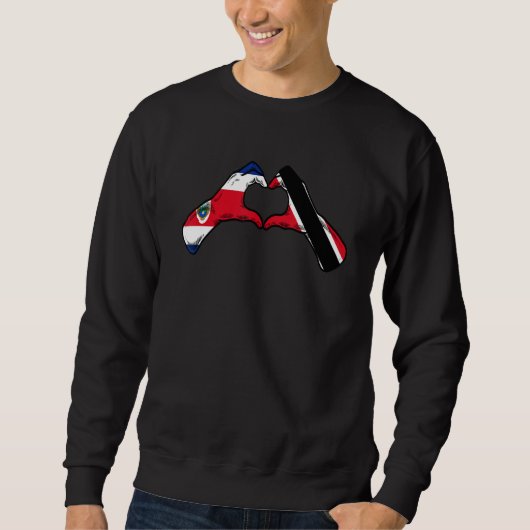 Trinidad And Tobago Costa Rica Flag Heart Mix Heri Sweatshirt (Vorderseite)