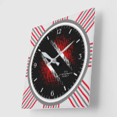 Trinidad and Tobago Dot Pattern Flag and Grey Edge Quadratische Wanduhr (Winkel)