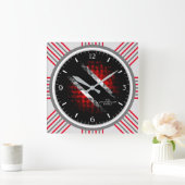 Trinidad and Tobago Dot Pattern Flag and Grey Edge Quadratische Wanduhr (Zuhause)