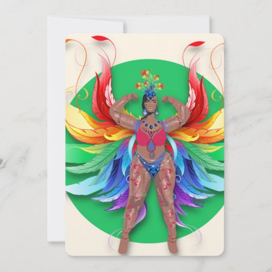 Trinidad Carnival Queen - Tropical Cards Einladung (Vorderseite)
