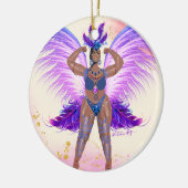 Trinidad Carnival Queen - Tropisches Poster Keramik Ornament (Links)