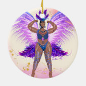 Trinidad Carnival Queen - Tropisches Poster Keramik Ornament (Hinten)