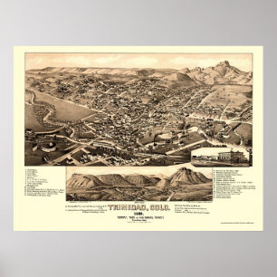 Trinidad, CO Panorama Karte - 1882 Poster