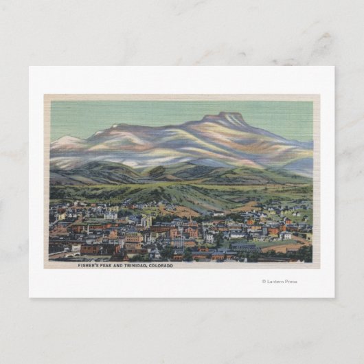 Trinidad, Colorado - Fischerspitze und Stadt Postkarte (Vorderseite)