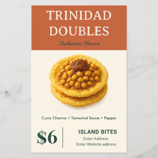 Trinidad Doubles Authentischer Geschmack Kleinunte Flyer (Vorne)