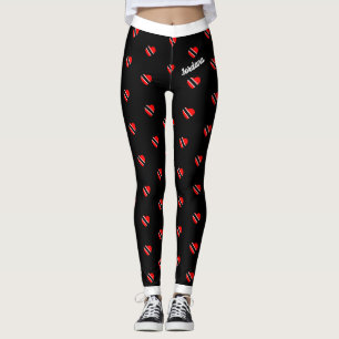 Trinidad Herzflagge mit Ihrem Namen auf SCHWARZ Leggings