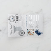 Trinidad Tobago Blue Palm Tree Wedding Passport Einladung (Innenseite)