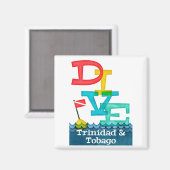 Trinidad & Tobago Dive - farbenfrohe Scuba Magnet (Vorderseite/Rückseite)