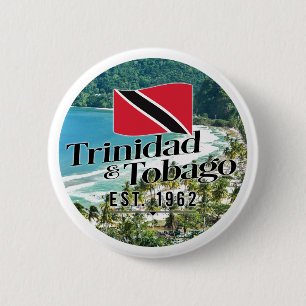"Trinidad & Tobago Est. 1962" Strand mit Flagge Button