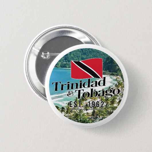 "Trinidad & Tobago Est. 1962" Strand mit Flagge Button (Vorne & Hinten)