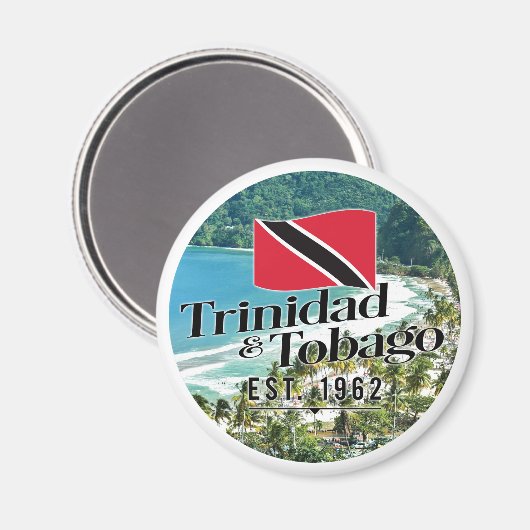 "Trinidad & Tobago Est. 1962" Strand mit Flagge Magnet (Vorderseite/Rückseite)