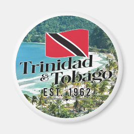 "Trinidad & Tobago Est. 1962" Strand mit Flagge Magnet