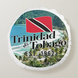 "Trinidad & Tobago Est. 1962" Strand mit Flagge Rundes Kissen