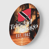 "Trinidad & Tobago Est. Sonnenuntergang 1962" mit Große Wanduhr (Winkel)