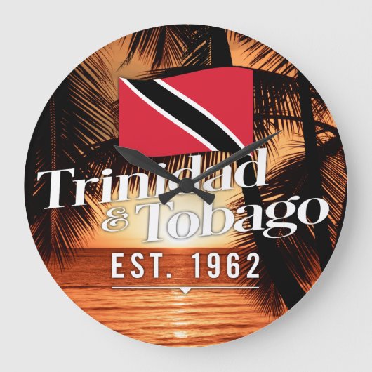 "Trinidad & Tobago Est. Sonnenuntergang 1962" mit  Große Wanduhr (Vorderseite)