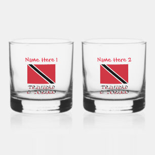 Trinidad Tobago Flagge Rot Personalisierung Whiskyglas