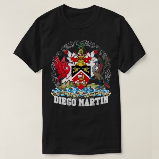 Trinidad Tobago Flaggenemblem Diego Martin Wappen T-Shirt (Design vorne)