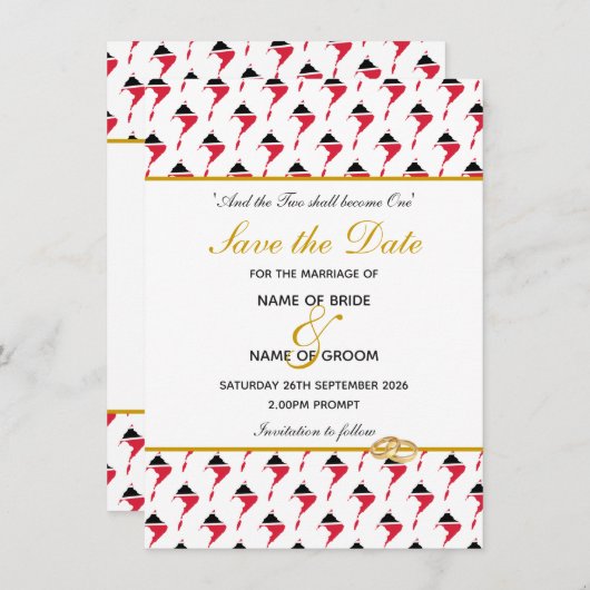 TRINIDAD TOBAGO Sonderveranstaltung Hochzeit Save The Date (Vorne/Hinten)